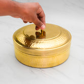 Pure Brass Masala Dabba/Spice Box Dabba for Kitchen - 7 Containers and 1 Spoon - Lead-Free & Harmless